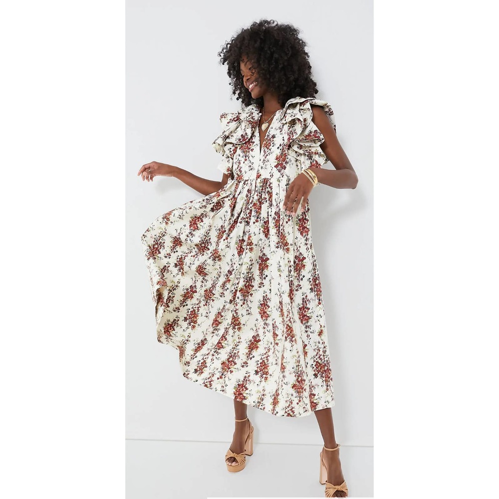 Worn once Tuckernuck Cerise Falling Flowers Bouquet Mariana Dress Womens Large